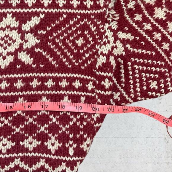 CAbi Red Ivory Fair Isle Nordic Shrug Cardigan Sweater 3/4 Sleeve 971 Size M - Picture 8 of 11